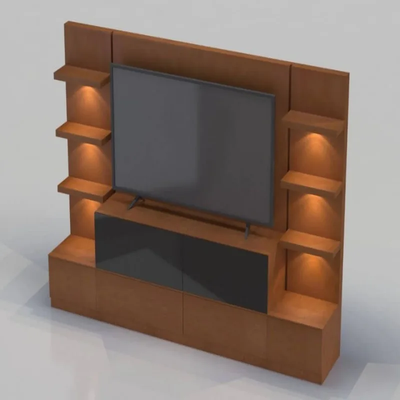Living room TV cabinet Solid wood veneer TV display cabinet — view 5