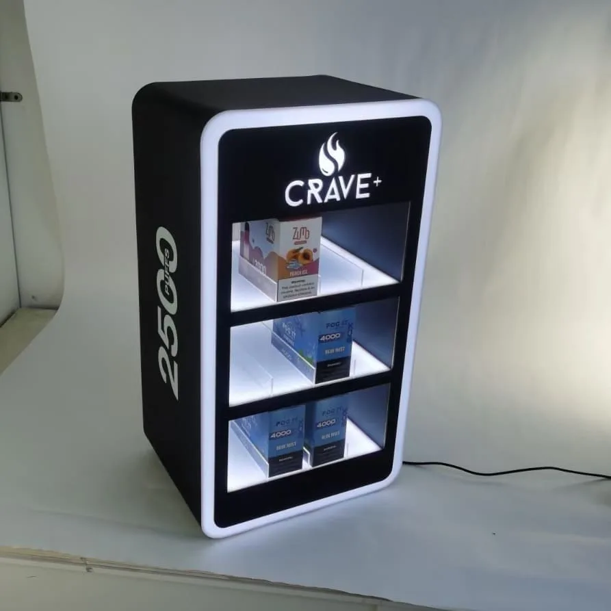 Lockable electronic cigarette display cabinet LED light display stand — view 3