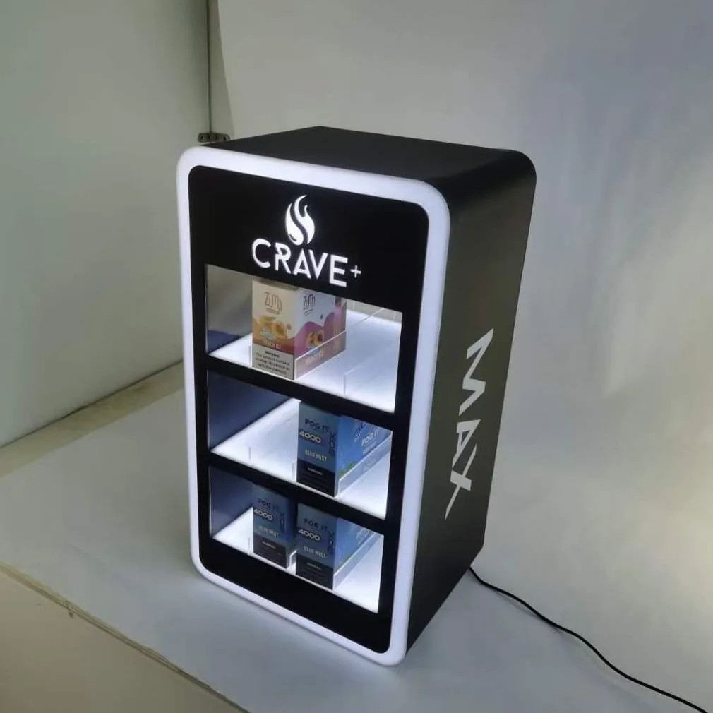 Lockable electronic cigarette display cabinet LED light display stand — view 5