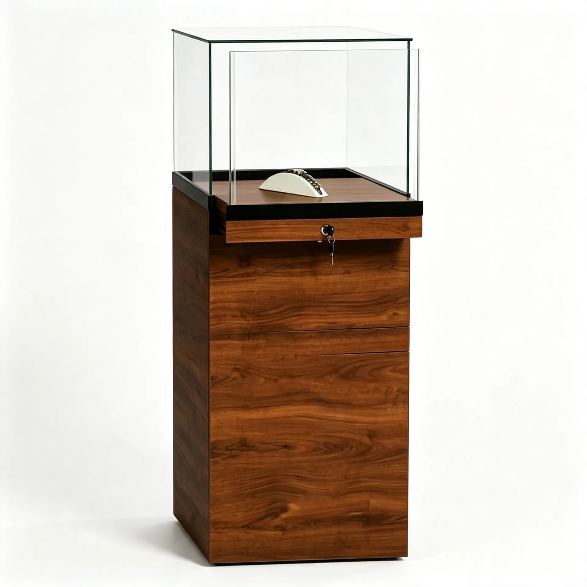 Lockable Wooden Glass Display Pedestal for Luxury Item Exhibition — view 3