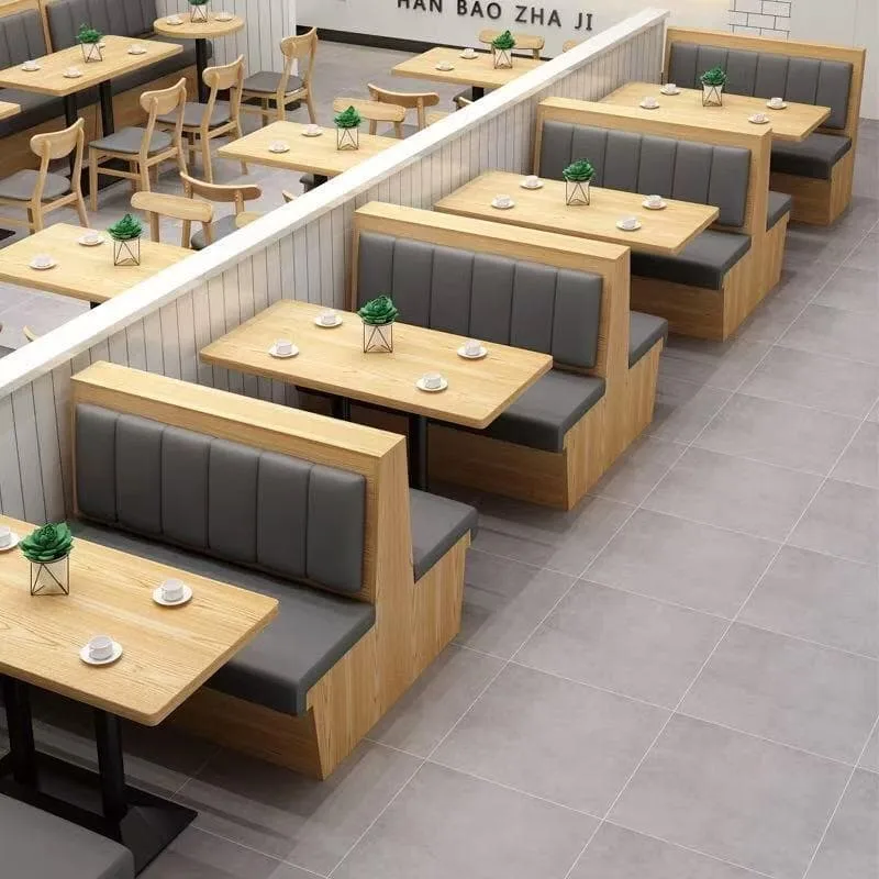 Log-Style commercial restaurant booths for burger & light food shop interior layout — view 4
