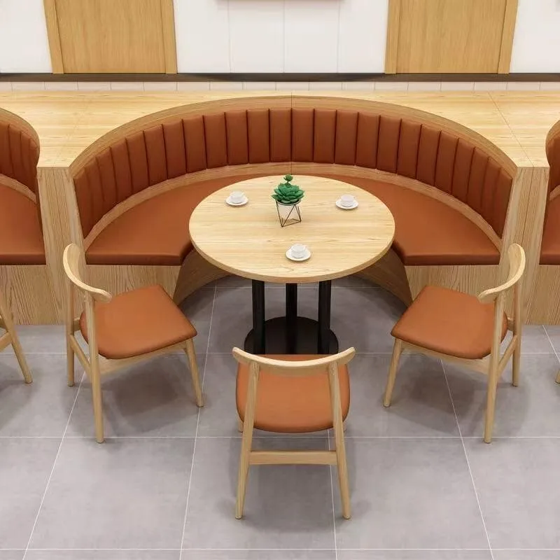 Log-Style commercial restaurant booths for burger & light food shop interior layout — view 5