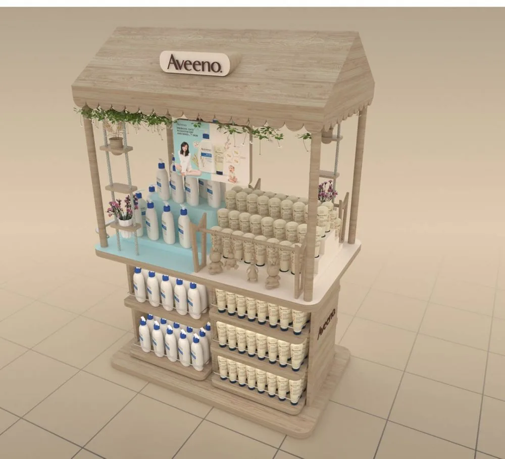 Log style simple retail display stand with extra large storage space for sale — view 2