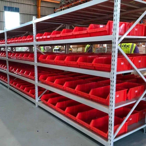 Long Span Metal Rack with Plastic Bins — view 3