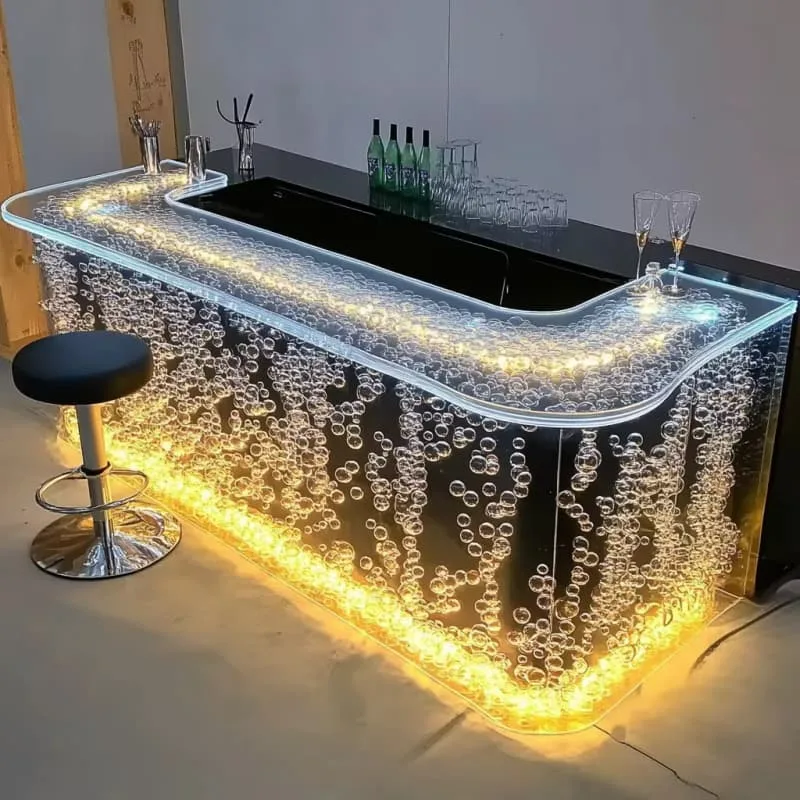 Luminous Bubble Acrylic U-Shaped Reception Counter for Luxury Commercial Spaces — view 4