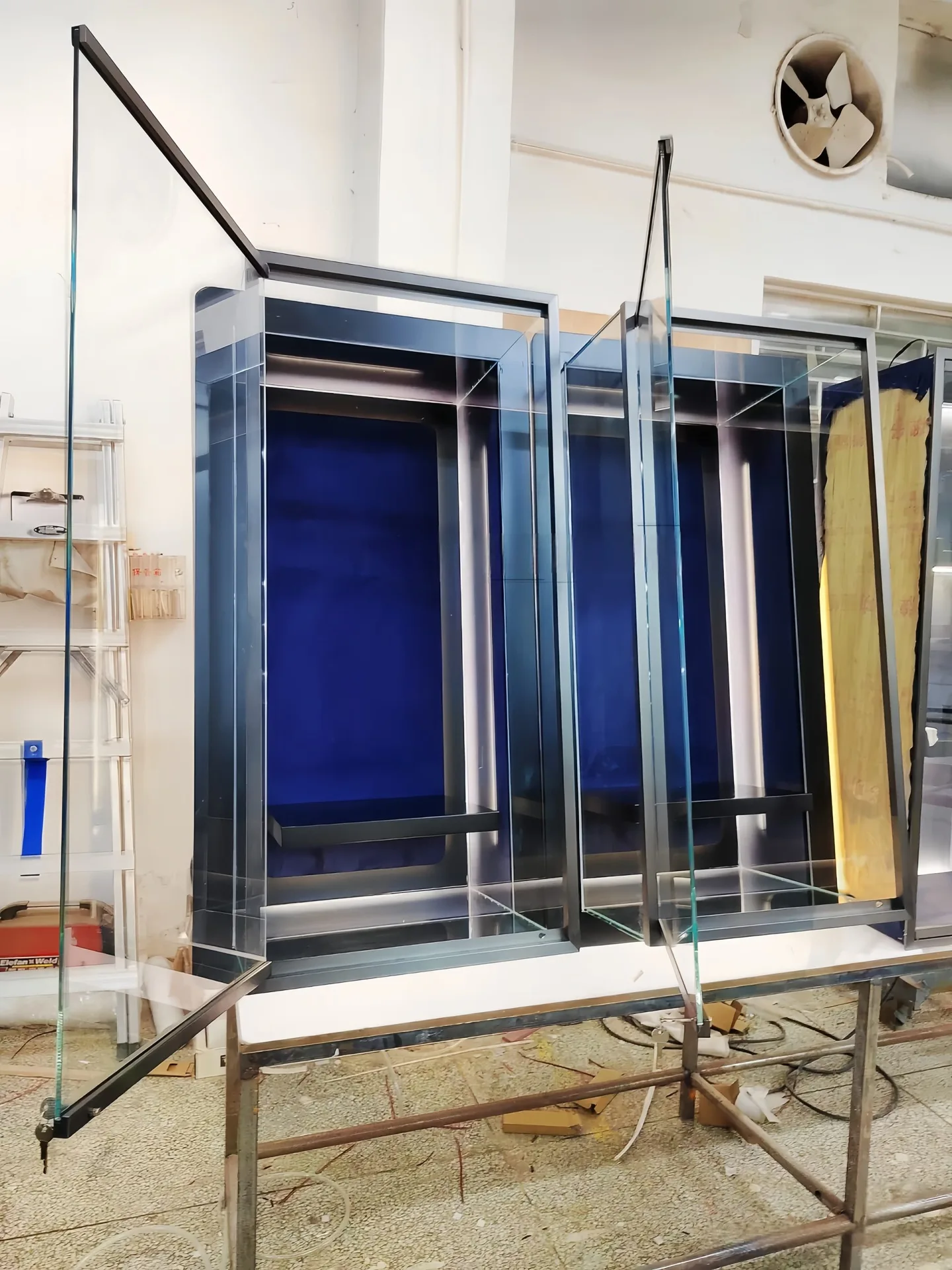 Luxury Black Framed Glass Jewelry Display Cabinet with Built-in LED Lighting & Shelves — view 6
