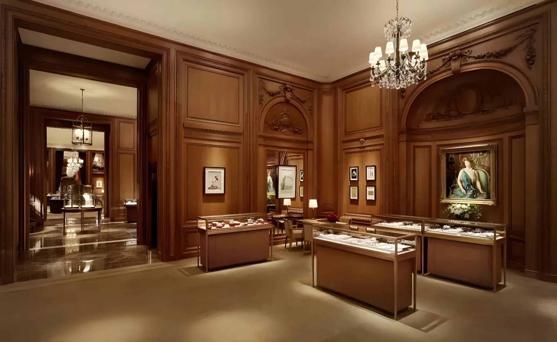 Luxury Classic Jewelry Store Full‑Set Fixtures | Wooden Jewellery Boutique Interior — view 4