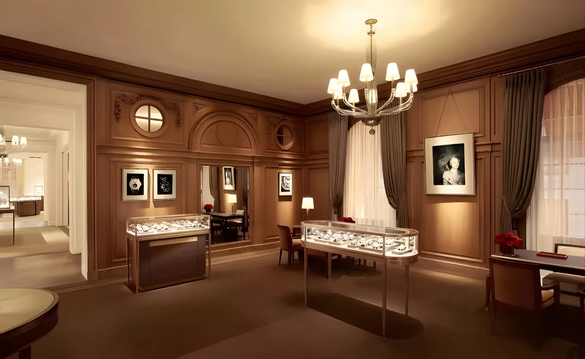 Luxury Classic Jewelry Store Full‑Set Fixtures | Wooden Jewellery Boutique Interior — view 2
