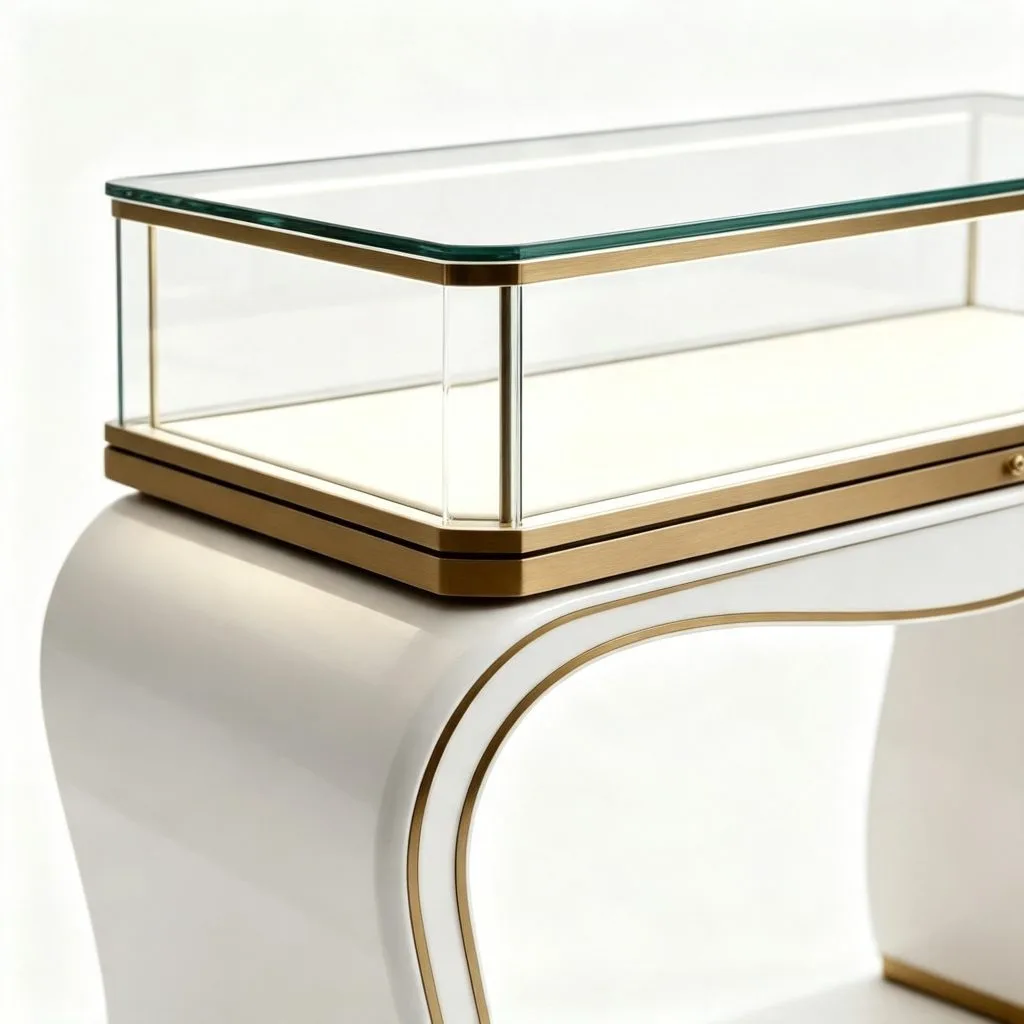 Luxury Curved Base Glass Display Counter for Jewellery & Watch Shop — product detail 2