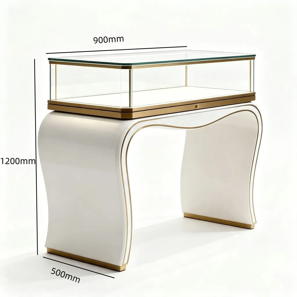 Luxury Curved Base Glass Display Counter for Jewellery & Watch Shop — product detail 1