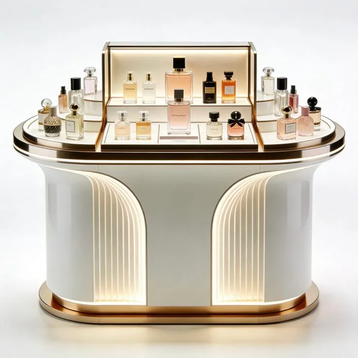 Luxury Curved Perfume Display Island Counter