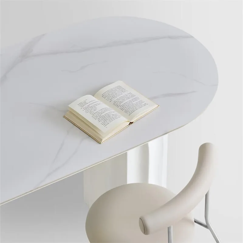 Luxury Fiberglass Table | Artificial Stone Top Oval Dining Table for Home and Commercial Use — view 3