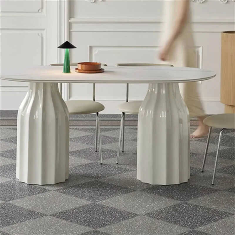 Luxury Fiberglass Table | Artificial Stone Top Oval Dining Table for Home and Commercial Use — view 2