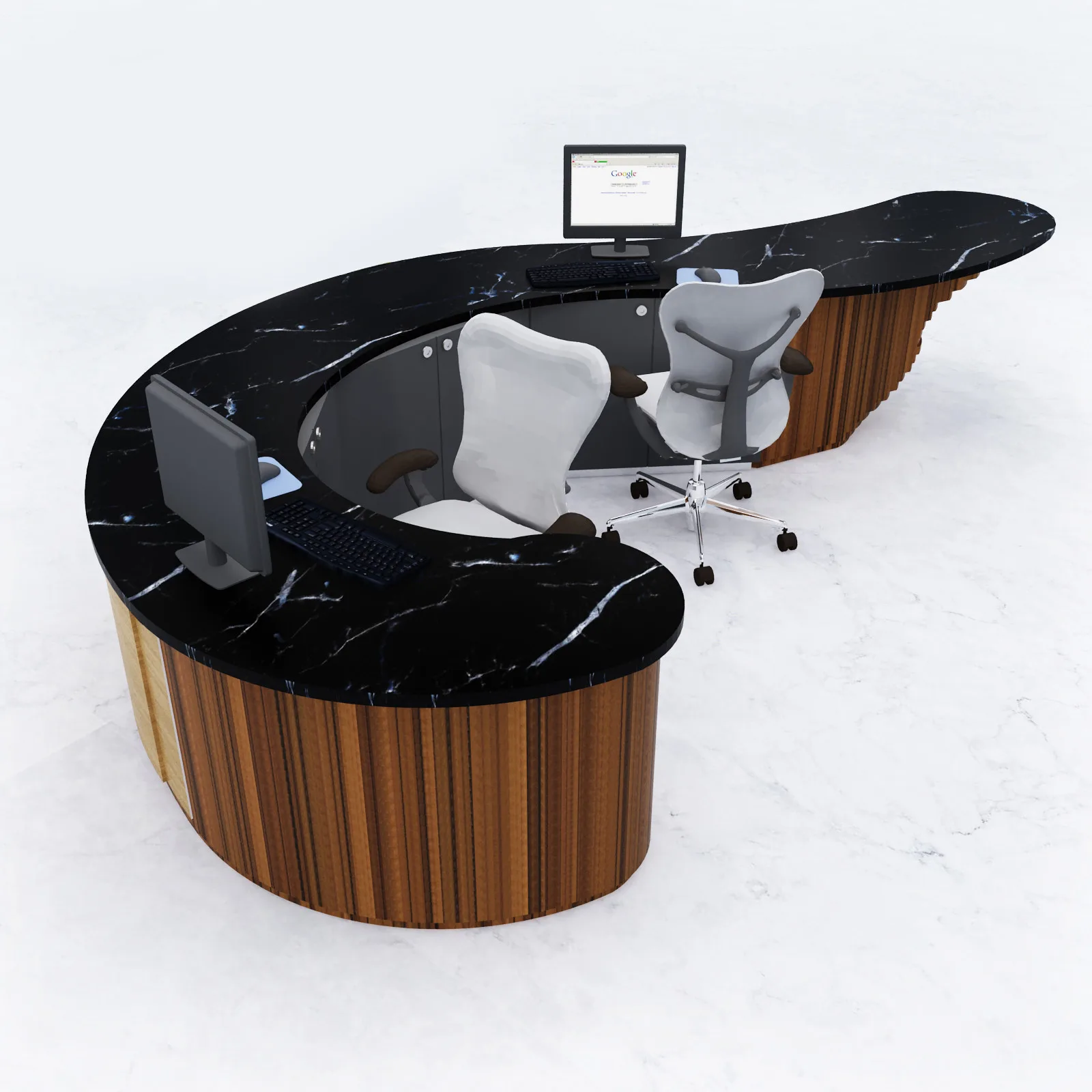 Luxury office reception desk & hotel front desk with quartz countertop for sale — view 3