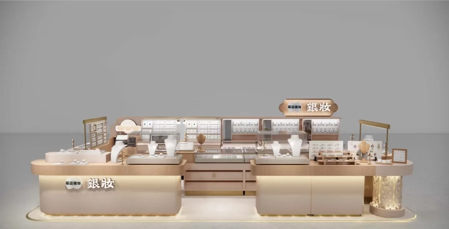 Luxury Silver Jewelry Display Kiosk Design