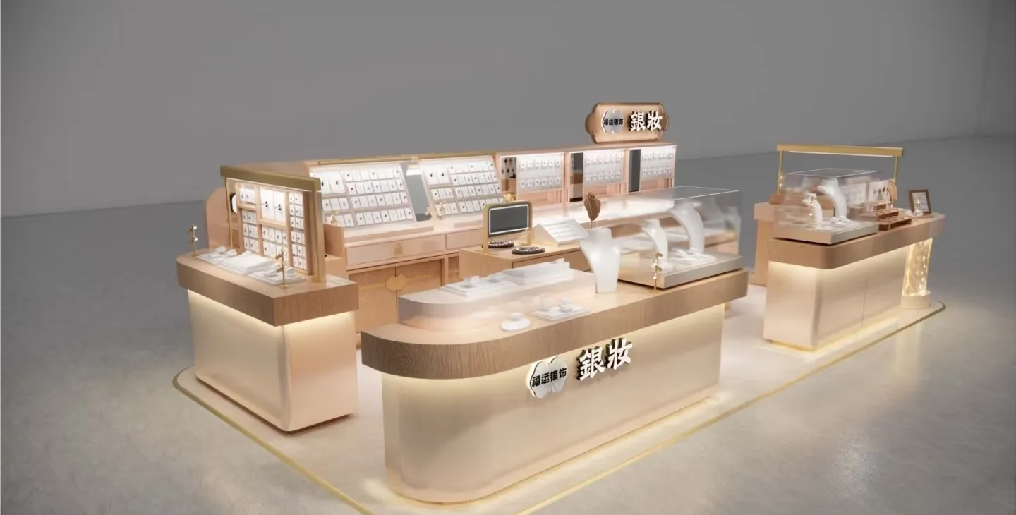 Luxury Silver Jewelry Display Kiosk Design — view 2