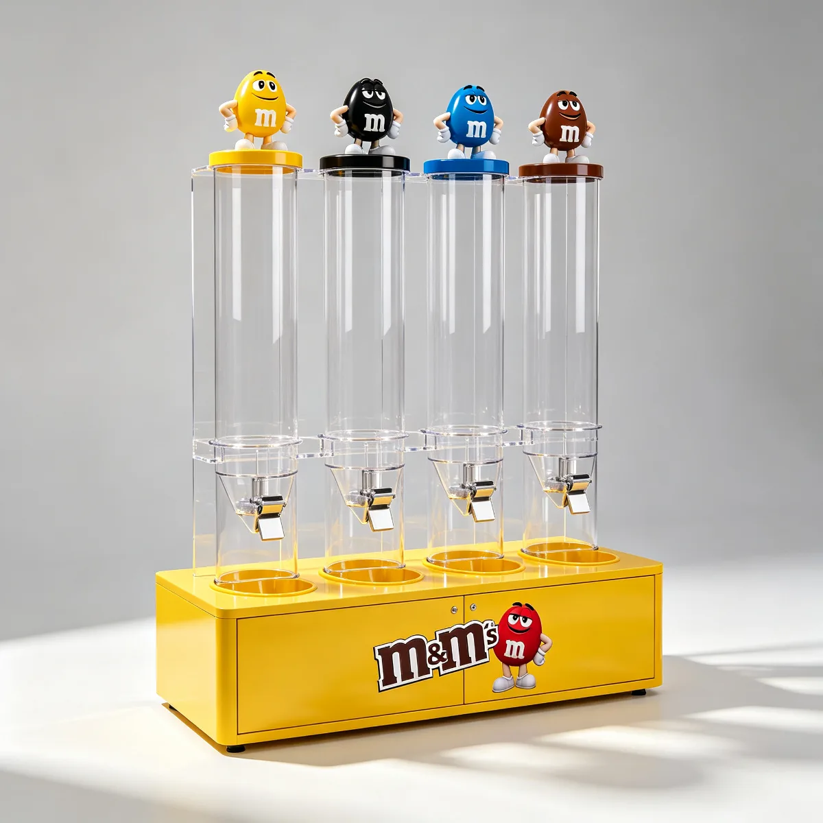 M&M’s Four-Tube Vertical Acrylic Gravity Dispenser Floor POP Display Stand — view 4