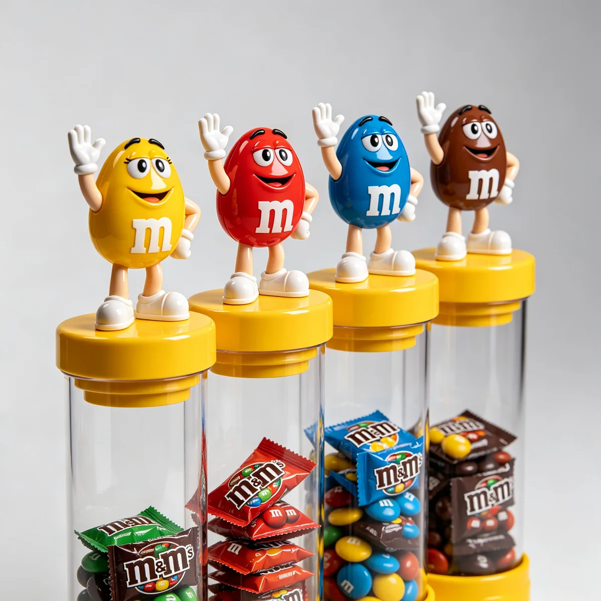 M&M’s Four-Tube Vertical Acrylic Gravity Dispenser Floor POP Display Stand — view 3
