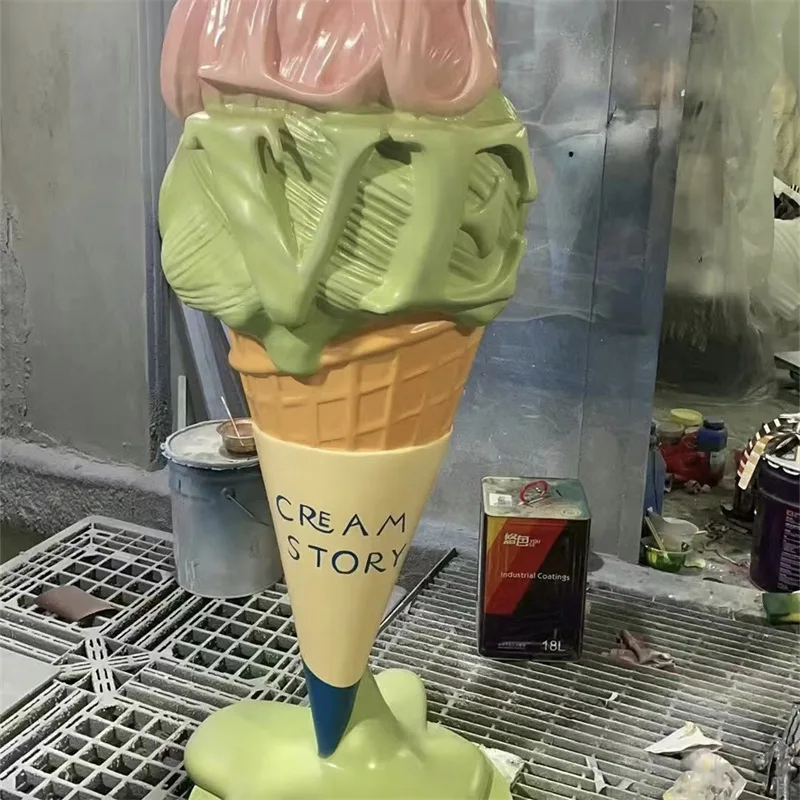 Macaron Color Ice Cream Fiberglass Sculpture | Summer Themed Decor for Mall Atriums and Food Streets — view 4