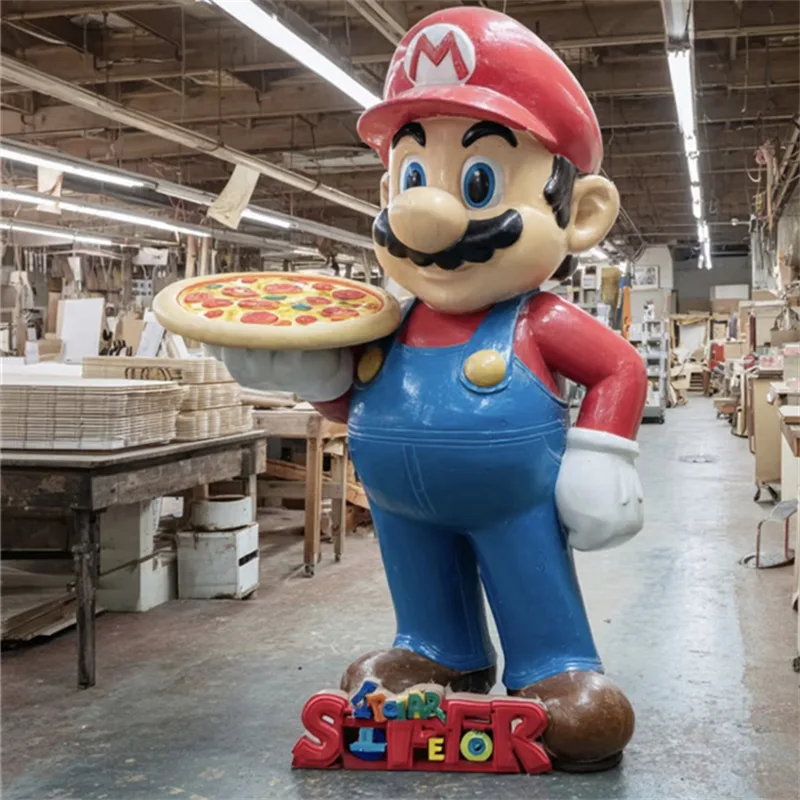 Mario Sculpture | Pizza‑Holding Cartoon IP Ornament, Viral Photo‑Ready Mario Sculpture for Pizza Shops — view 4