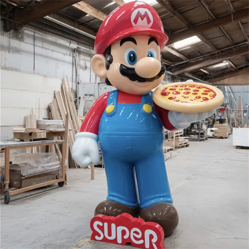 Mario Sculpture | Pizza‑Holding Cartoon IP Ornament, Viral Photo‑Ready Mario Sculpture for Pizza Shops — view 3