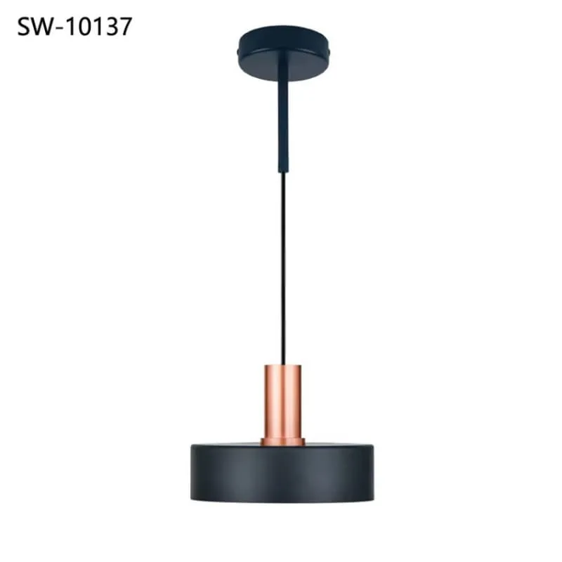 Matte Black Industrial Pendant Lights with Copper Accents for Coffee Shop — view 6