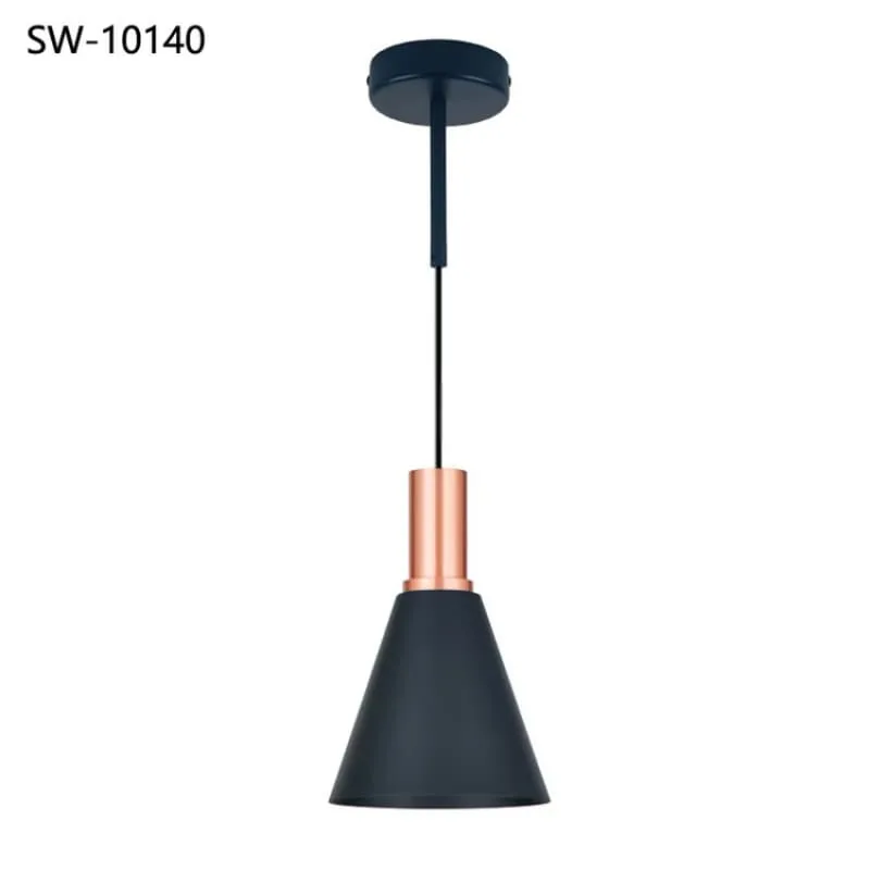 Matte Black Industrial Pendant Lights with Copper Accents for Coffee Shop — view 5
