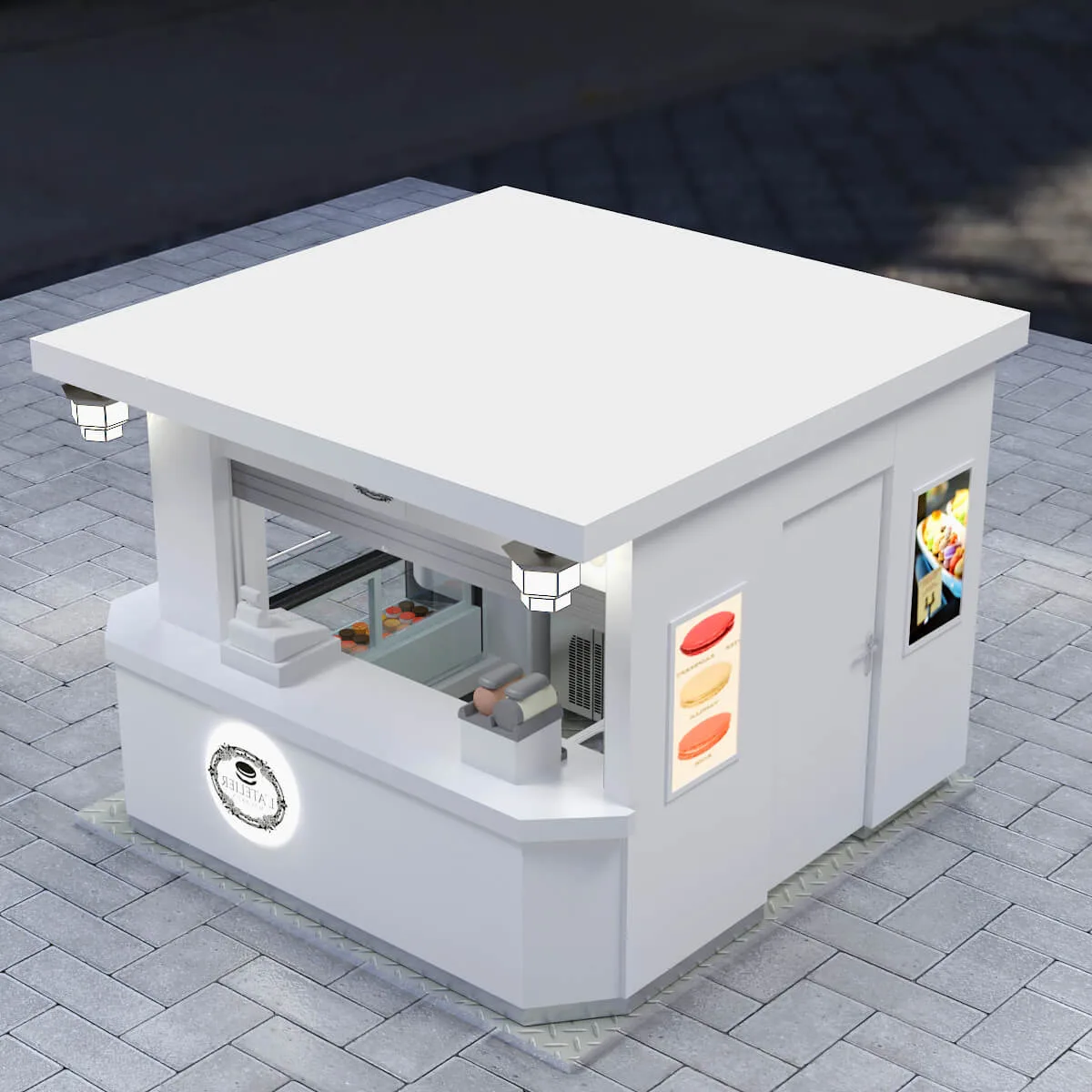Matte White Dessert Kiosk – Compact 2.4×2.4m, Weather-Resistant & Fully Equipped for Your Sweet Business — view 4