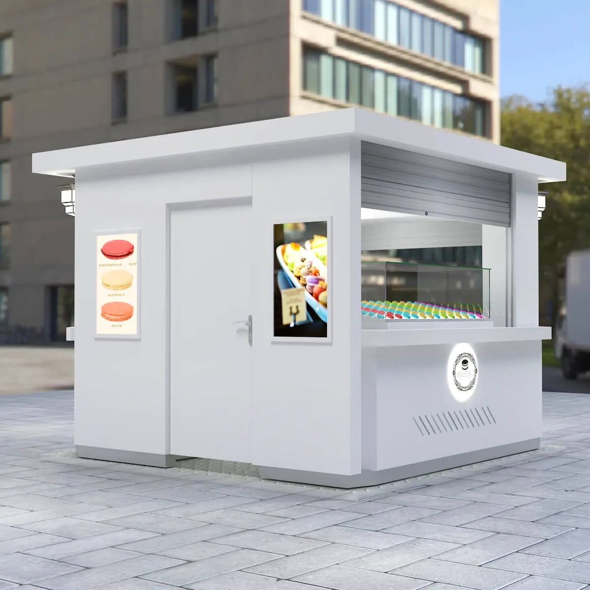 Matte White Dessert Kiosk – Compact 2.4×2.4m, Weather-Resistant & Fully Equipped for Your Sweet Business — view 3