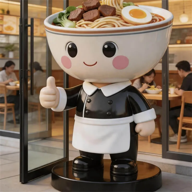 Meet the Noodle Head Chef | A Fun Fiberglass Sculpture for Ramen Shops & Photo Lovers