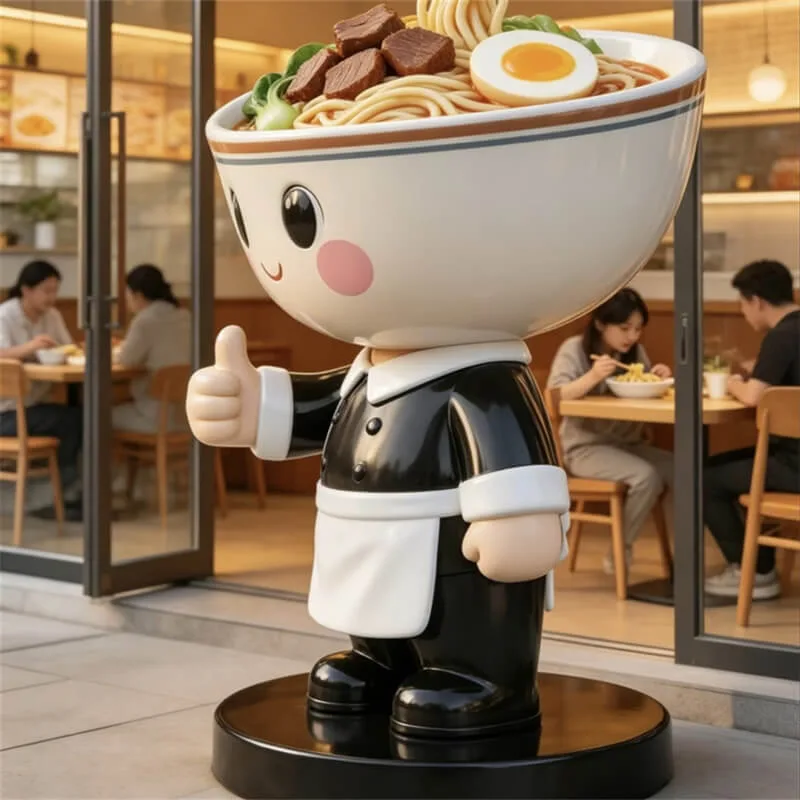 Meet the Noodle Head Chef | A Fun Fiberglass Sculpture for Ramen Shops & Photo Lovers — view 3