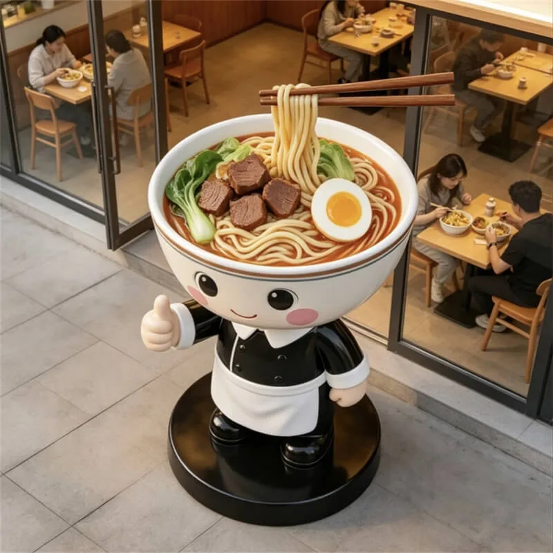 Meet the Noodle Head Chef | A Fun Fiberglass Sculpture for Ramen Shops & Photo Lovers — view 2