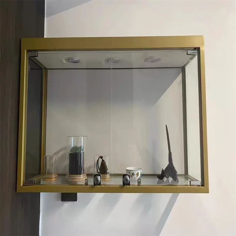 Metal jewelry display wall cabinet with rectangle shape customzied showcase — view 4
