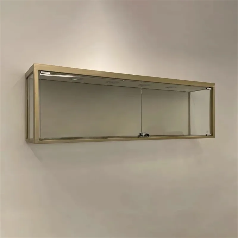 Metal jewelry display wall cabinet with rectangle shape customzied showcase — view 3
