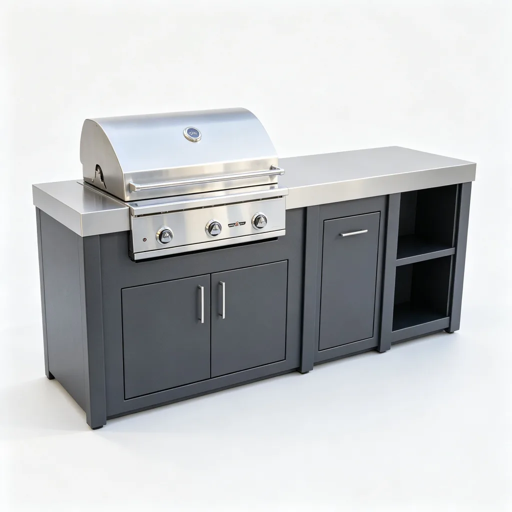 Metal outdoor kitchen cabinet waterproof & multilayers storage — view 4