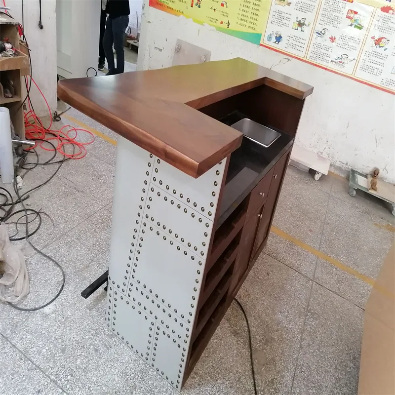 Metal reception desk design coffee bar counter furniture — view 3