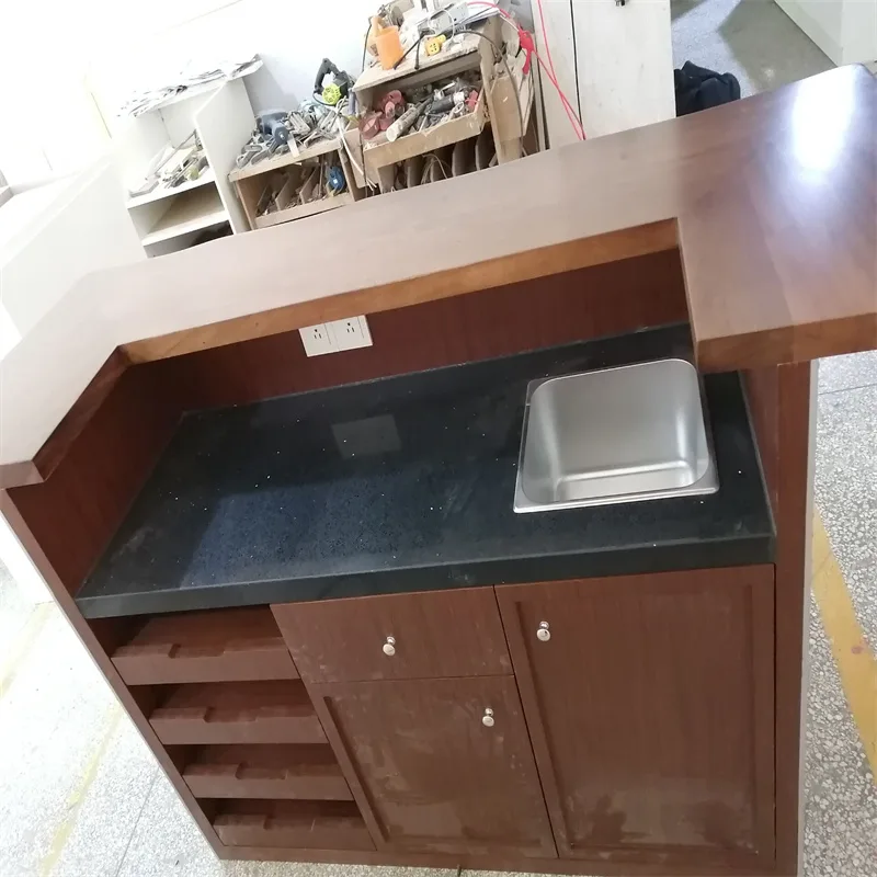 Metal reception desk design coffee bar counter furniture — view 4