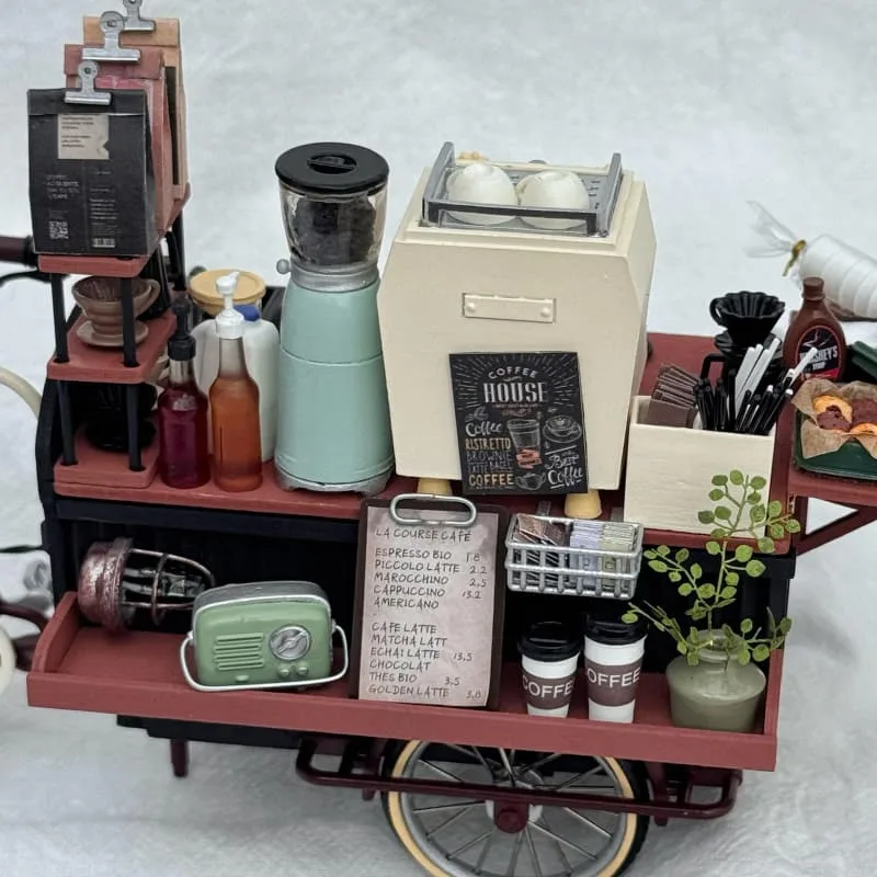 Mini Retro European Street Coffee Tricycle Booth Miniature Display Model — view 3