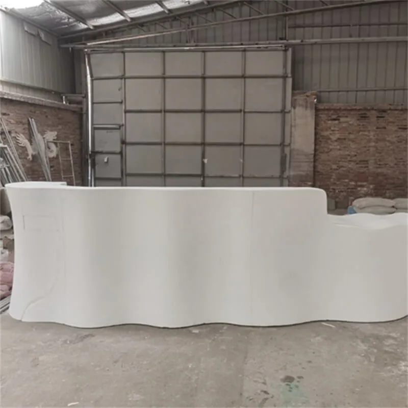 Minimalist Curved White Fiberglass Reception Desk – Luxury Front Counter for Hotels & Malls — view 4