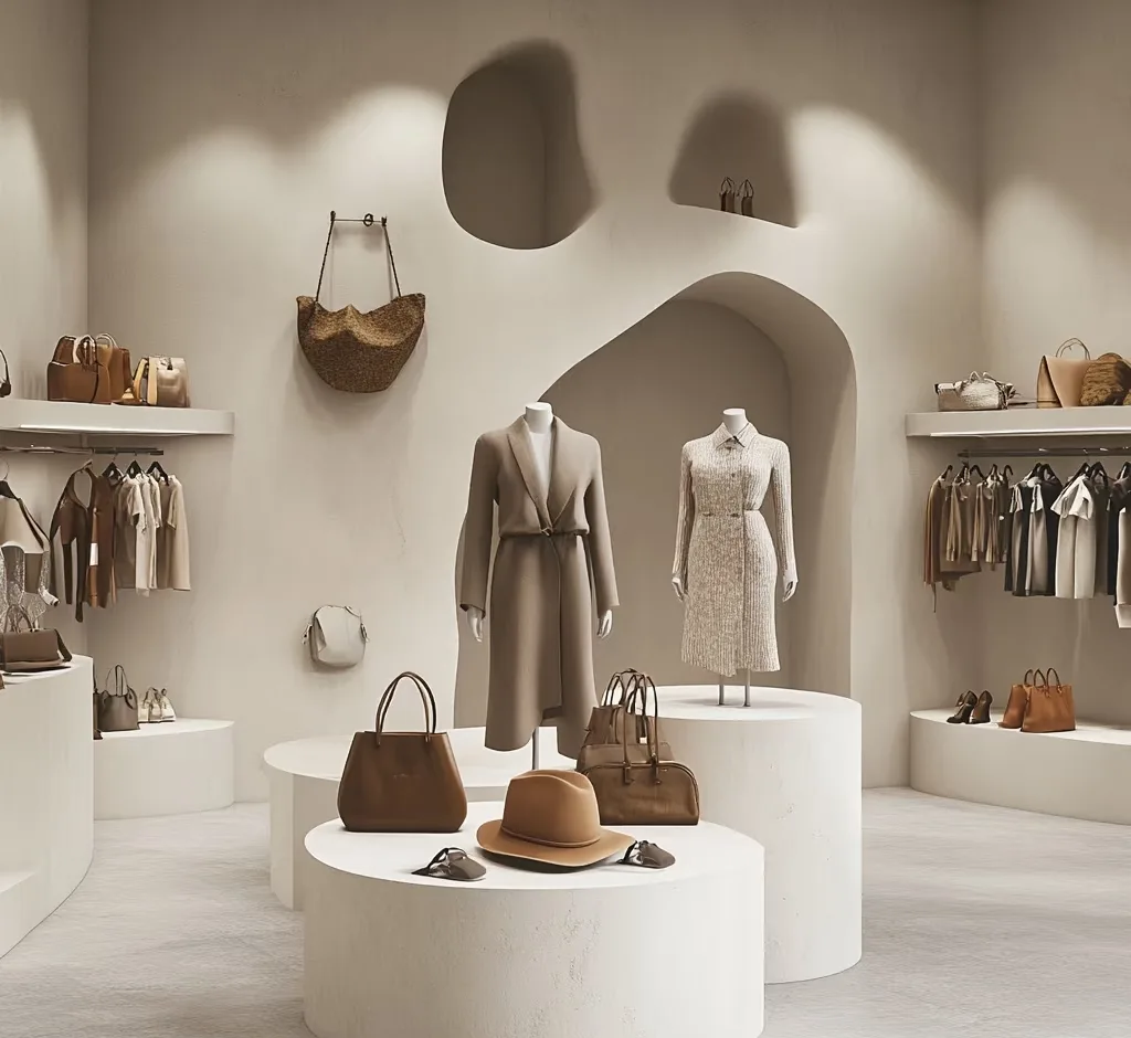 Minimalist White Fashion Display Cabinet – Curved Retail Island — view 5