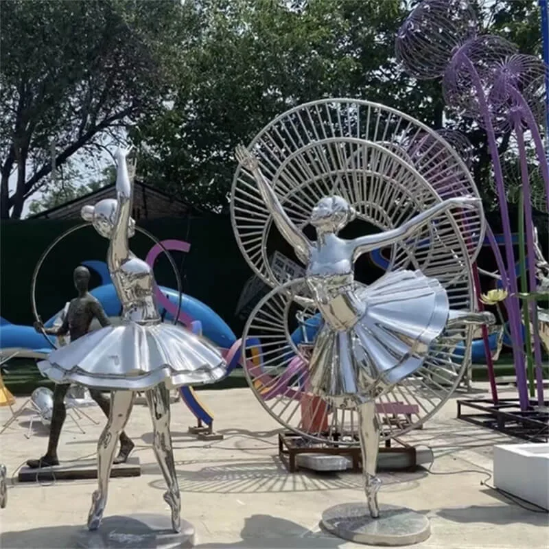 Mirror-Polished Steel Ballerina – Outdoor Art That Moves With Light and Air — view 3