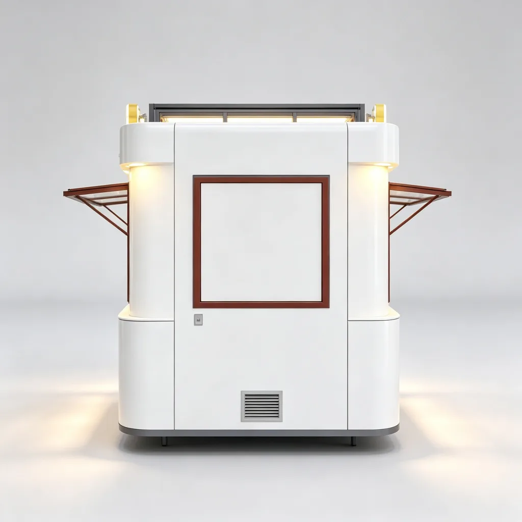 Mobile Outdoor Cafe Kiosk | White Rounded Coffee Stand with Folding Window | 2.2m Custom Design — view 4