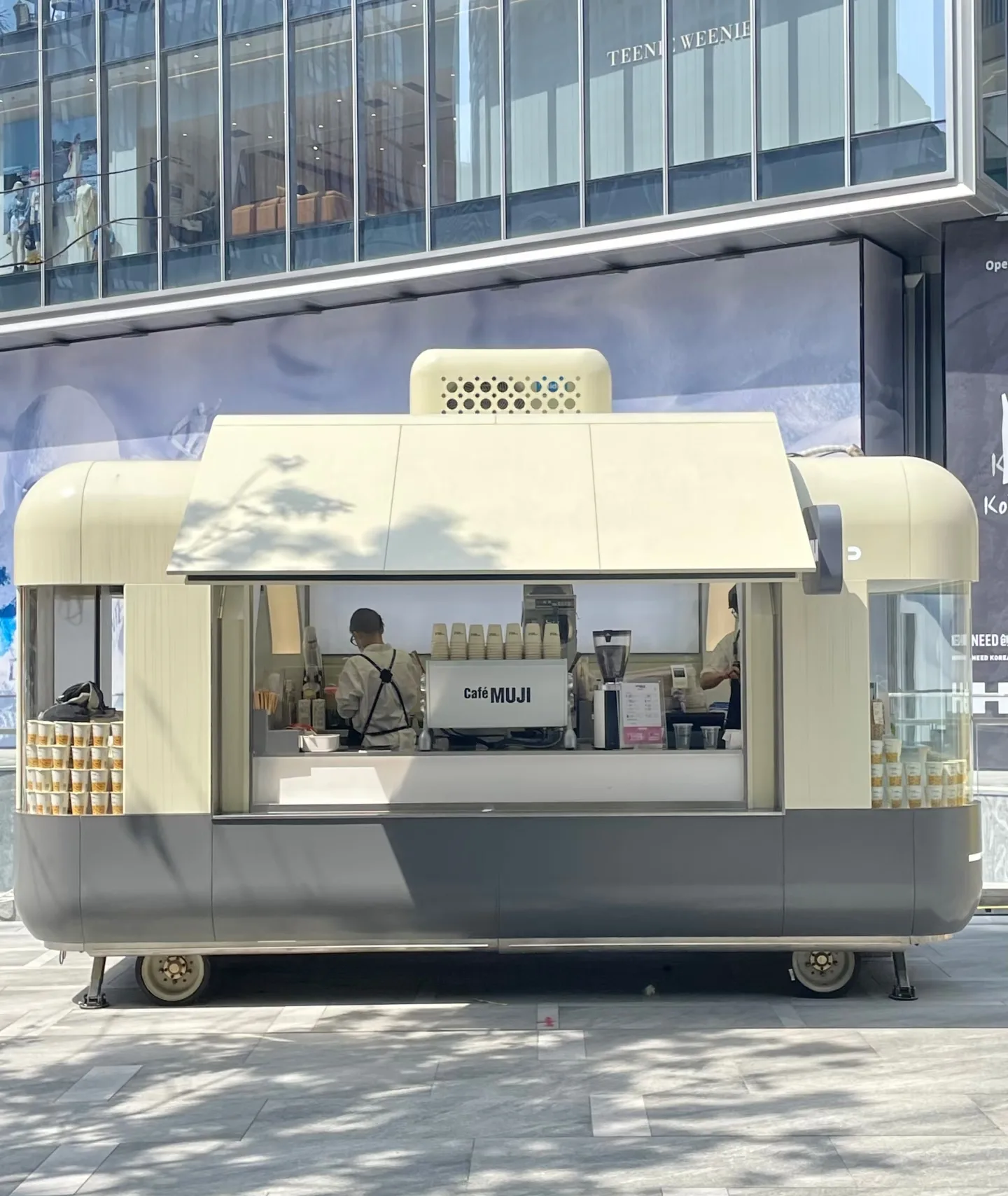 Mobile Outdoor Coffee Kiosk with Awning & Locking Wheels