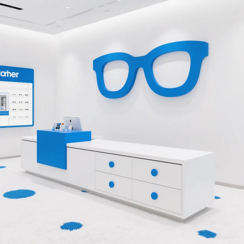 Modern and stylish reception counter Eyeglass shop reception counter — view 3