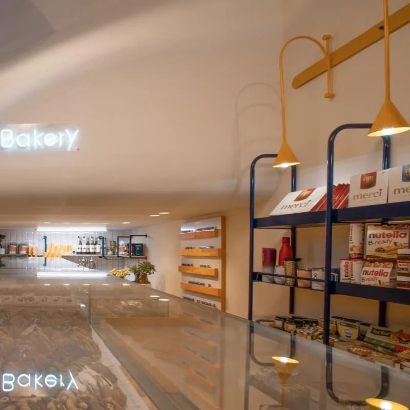 Modern bakery display shelves with lighting for bread shop retail and food storage — view 3