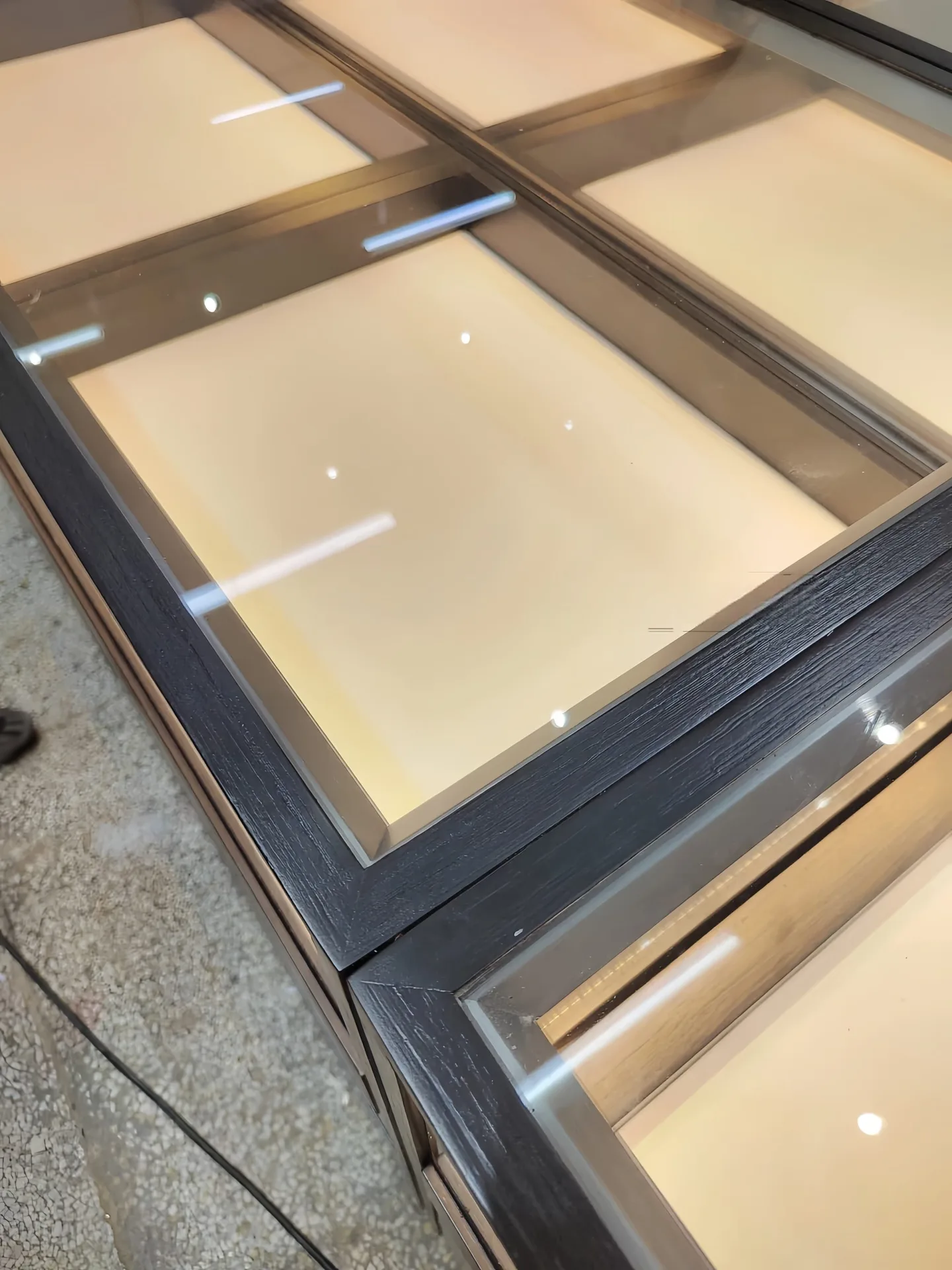 Modern Black Retail Display Counter with Glass Top & Side Multi-Drawer Storage — view 6