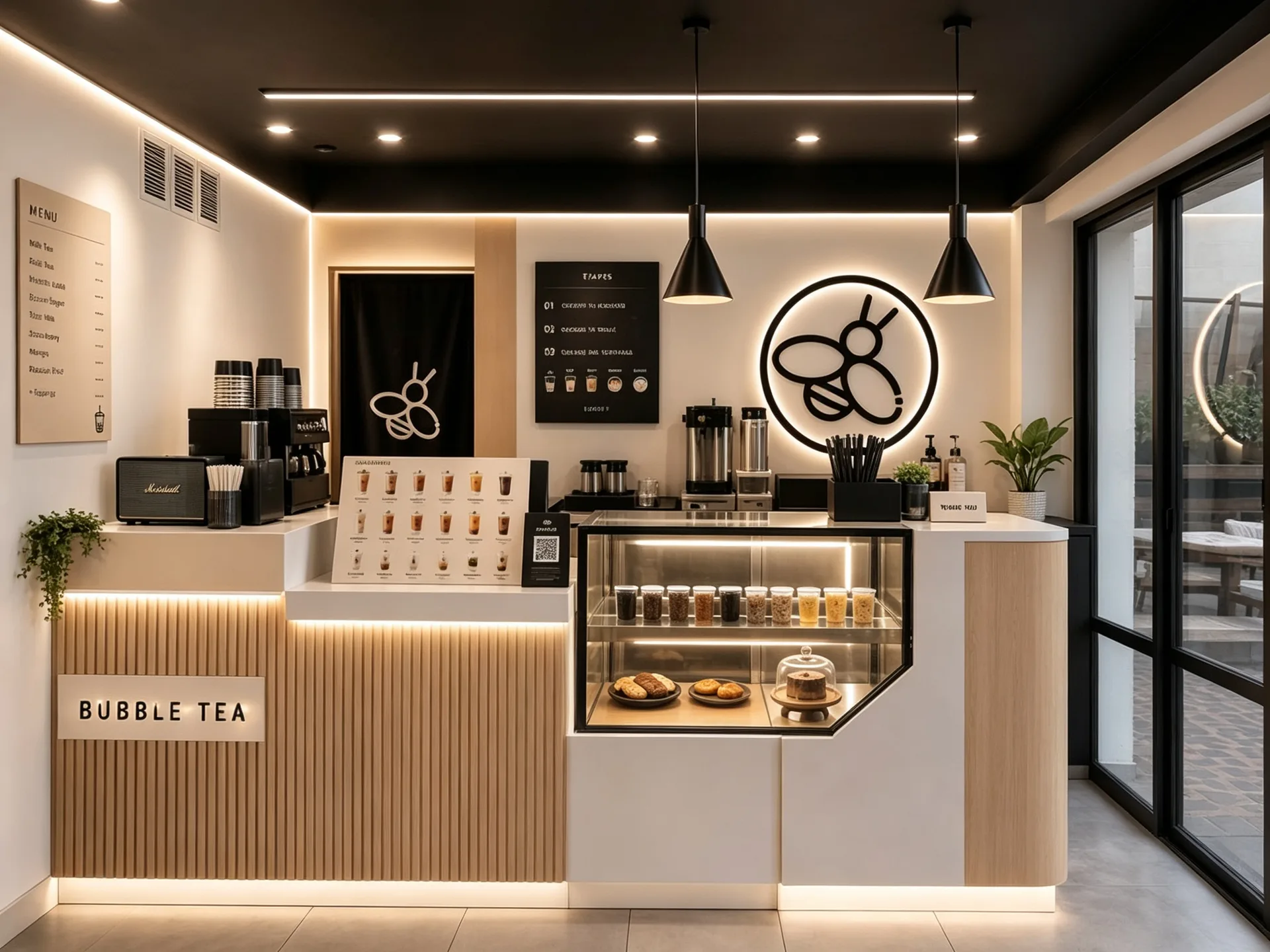 Modern Bubble Tea Shop Counter Set for Beverage Store — view 3