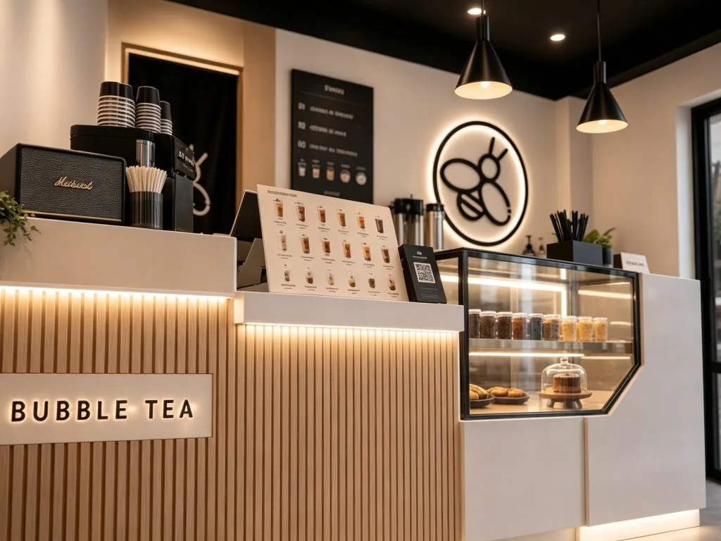 Modern Bubble Tea Shop Counter Set for Beverage Store — product detail 1