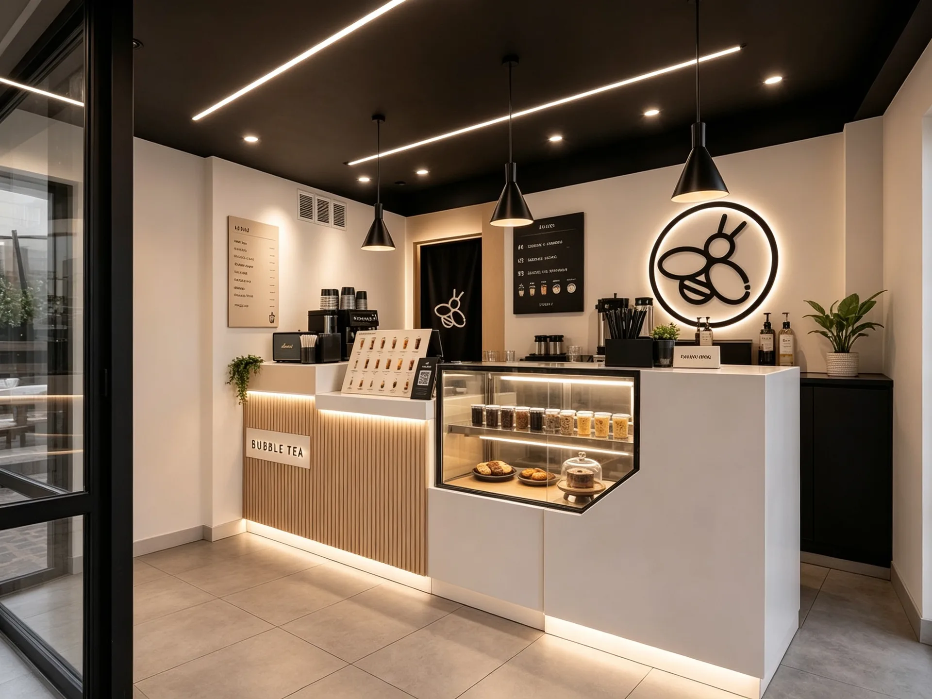 Modern Bubble Tea Shop Counter Set for Beverage Store — view 4