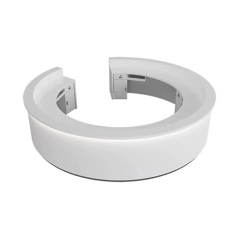 Modern C-Shaped Curved Round Reception Desk With LED Light For Lobby Front Office — view 5